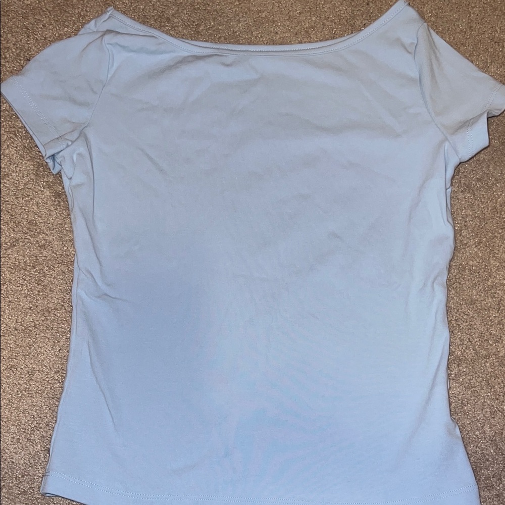 Amazon Women's Light Blue Short Sleeve Top